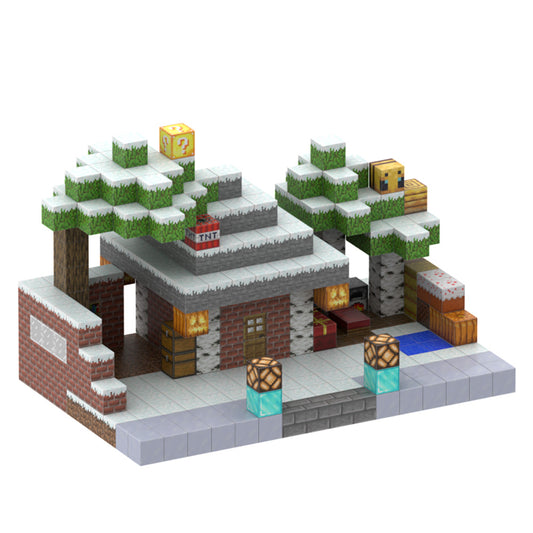 Snowy huts (448pcs) - Magnetic Blocks Inspired by Minecraft