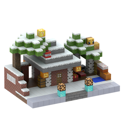 Snowy huts (448pcs) - Magnetic Blocks Inspired by Minecraft