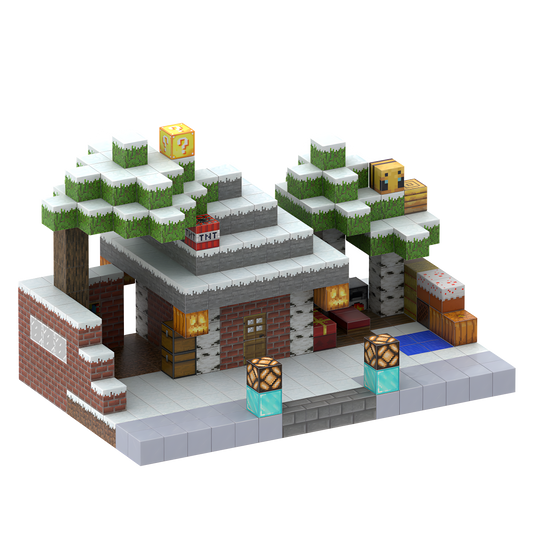 Snowy huts (448pcs) - Magnetic Blocks Inspired by Minecraft