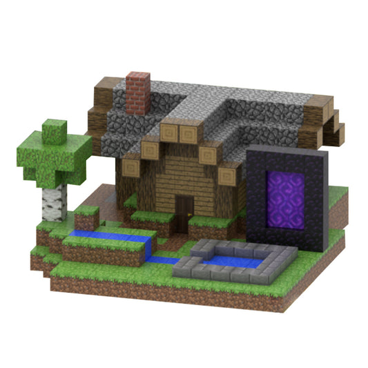 T-shaped Suburban Villa (554pcs) - Magnetic Blocks Inspired by Minecraft