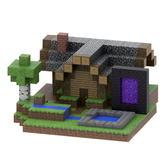 T-shaped Suburban Villa (554pcs) - Magnetic Blocks Inspired by Minecraft